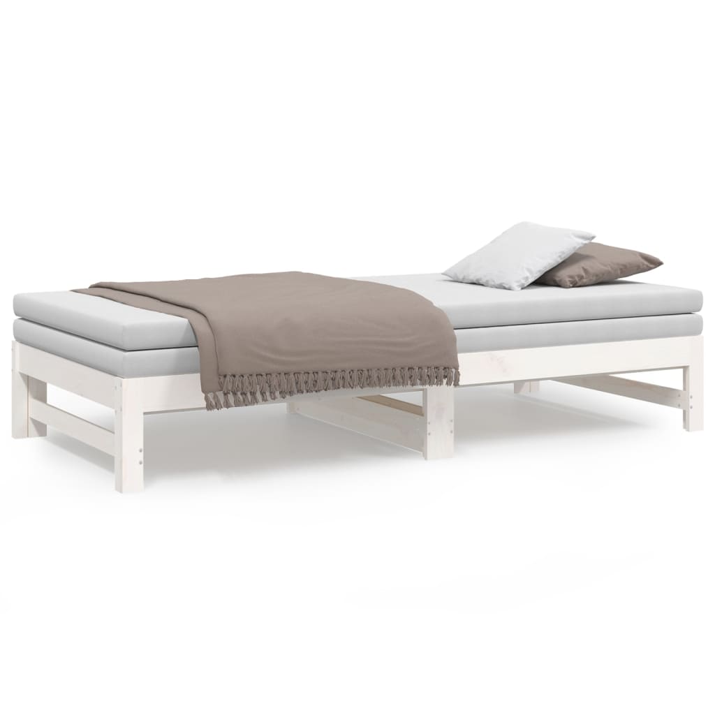 daybed med udtræk 2x(75x190) cm massivt fyrretræ hvid