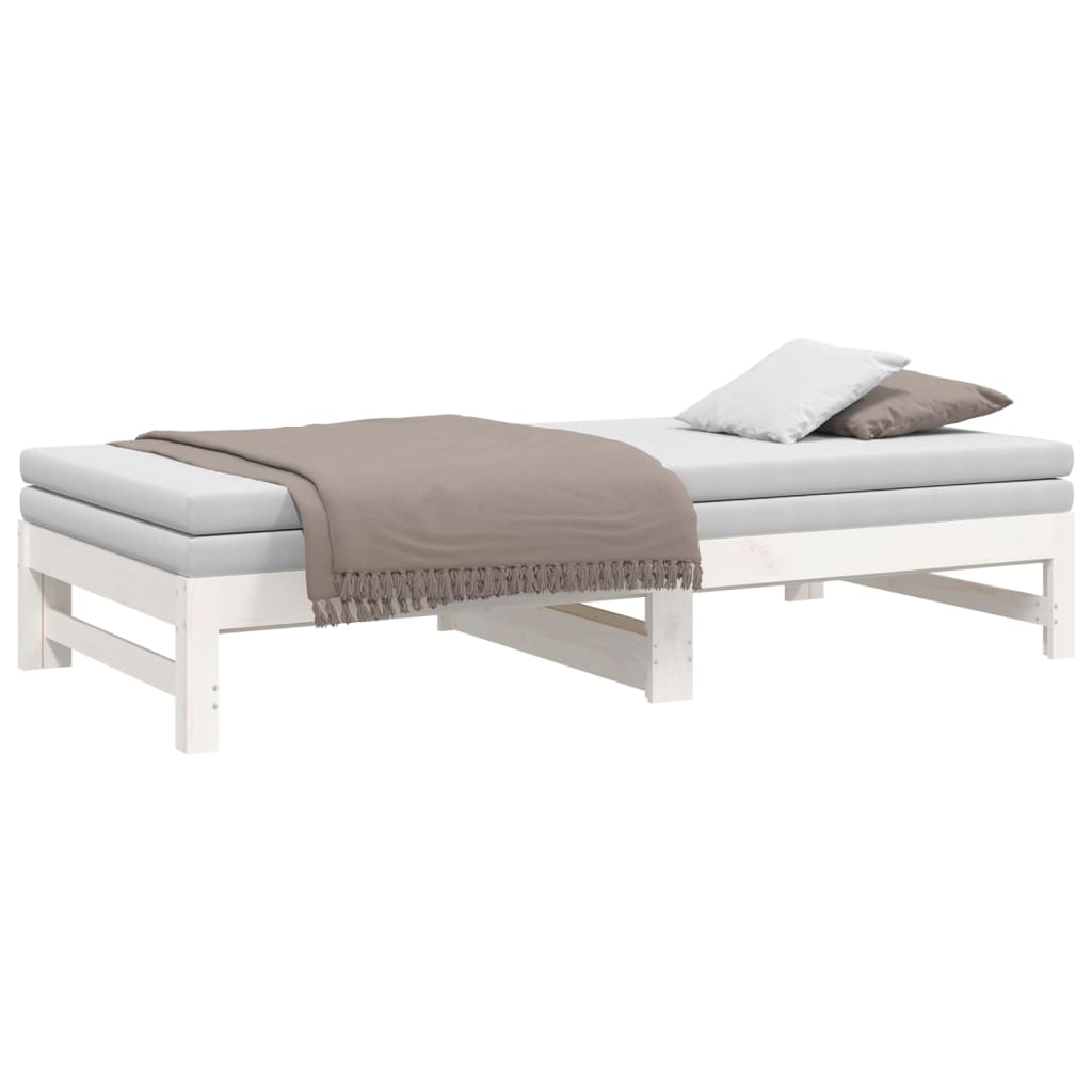 daybed med udtræk 2x(75x190) cm massivt fyrretræ hvid