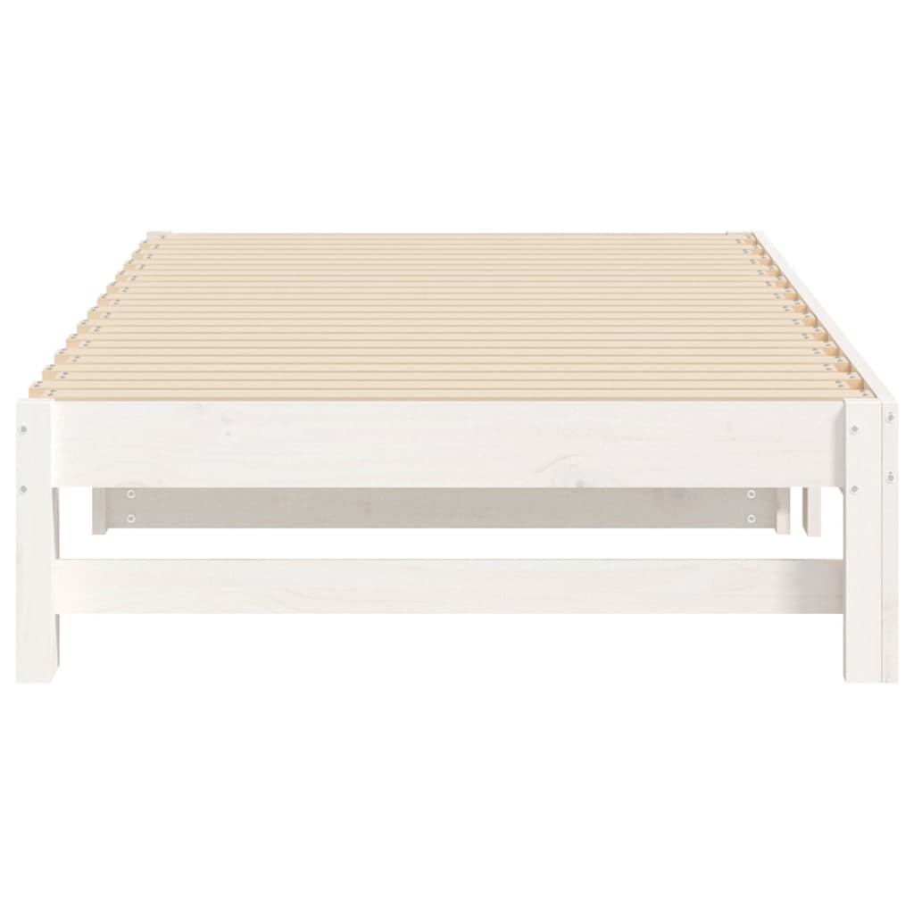 daybed med udtræk 2x(75x190) cm massivt fyrretræ hvid