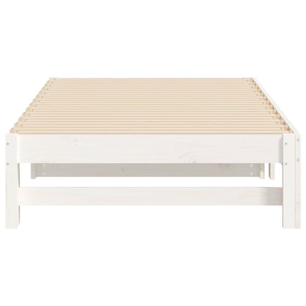 daybed med udtræk 2x(75x190) cm massivt fyrretræ hvid