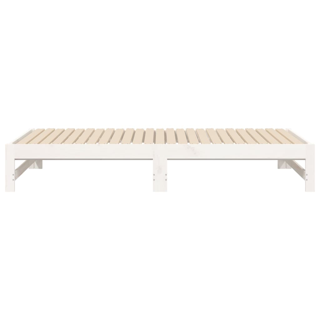 daybed med udtræk 2x(75x190) cm massivt fyrretræ hvid