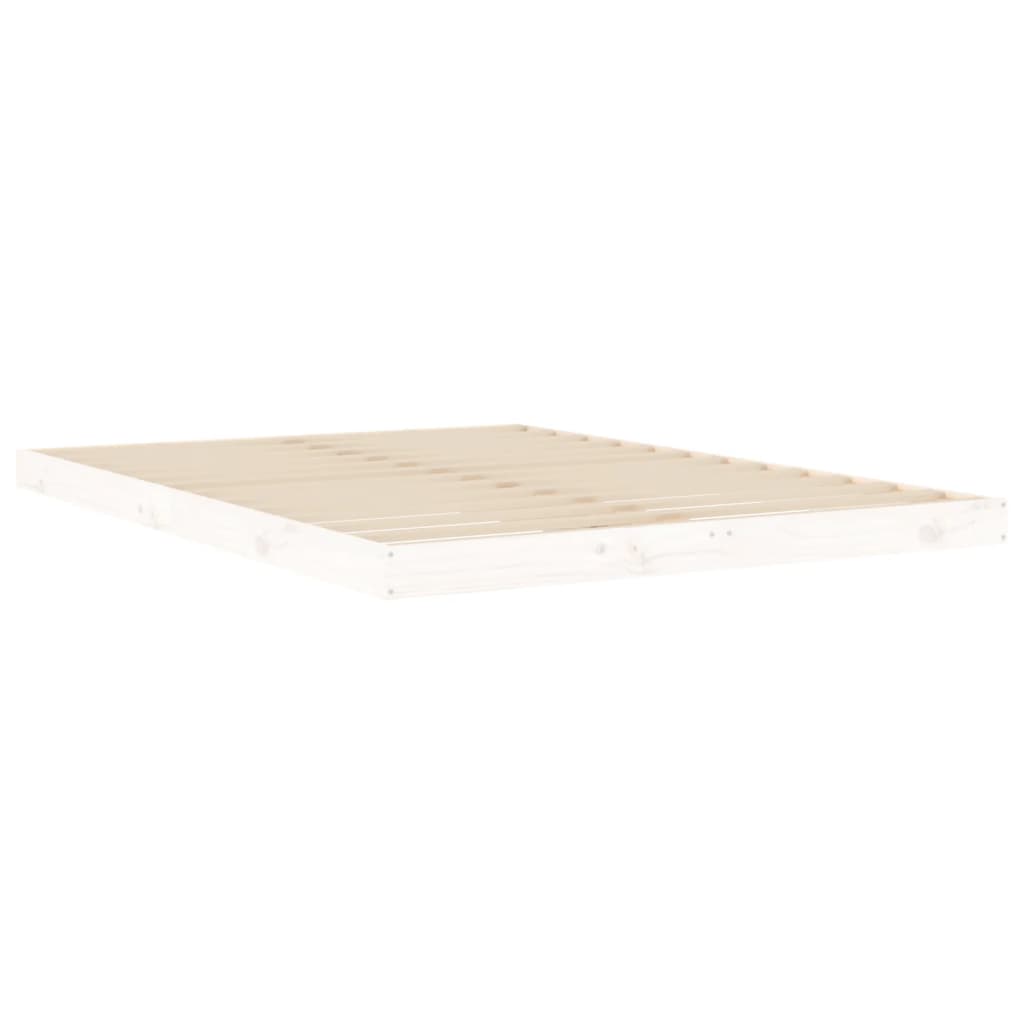 sengeramme 135x190 cm dobbelt massivt fyrretræ hvid