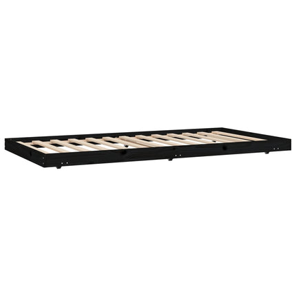 sengeramme 100x200 cm massivt fyrretræ sort