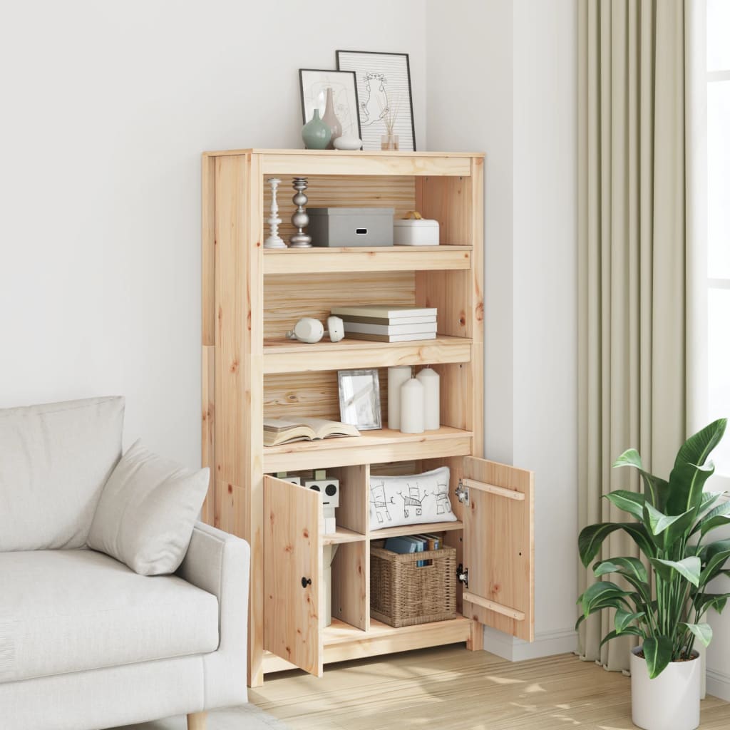 højskab 80x35x154 cm massivt fyrretræ
