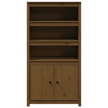 skab 80x35x154 cm massivt fyrretræ gyldenbrun