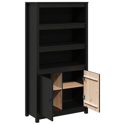 skab 80x35x154 cm massivt fyrretræ sort