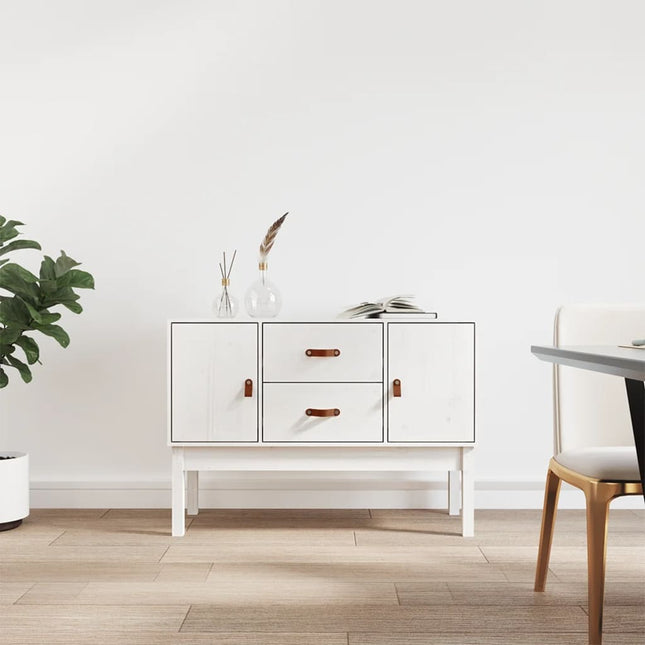 skænk 110x40x78 cm massivt fyrretræ hvid