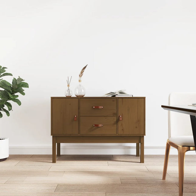 skænk 110x40x78 cm massivt fyrretræ gyldenbrun