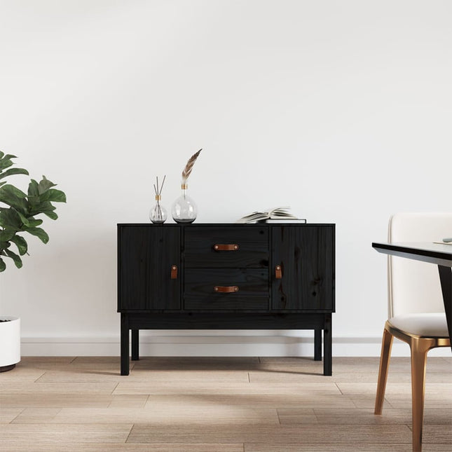 skænk 110x40x78 cm massivt fyrretræ sort