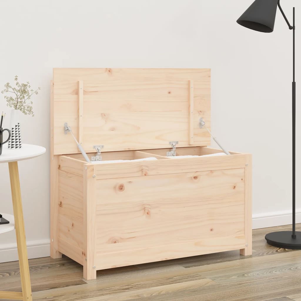 Opbevaringsbænk i massivt fyrretræ - 80 × 41 × 77 cm med ryglæn