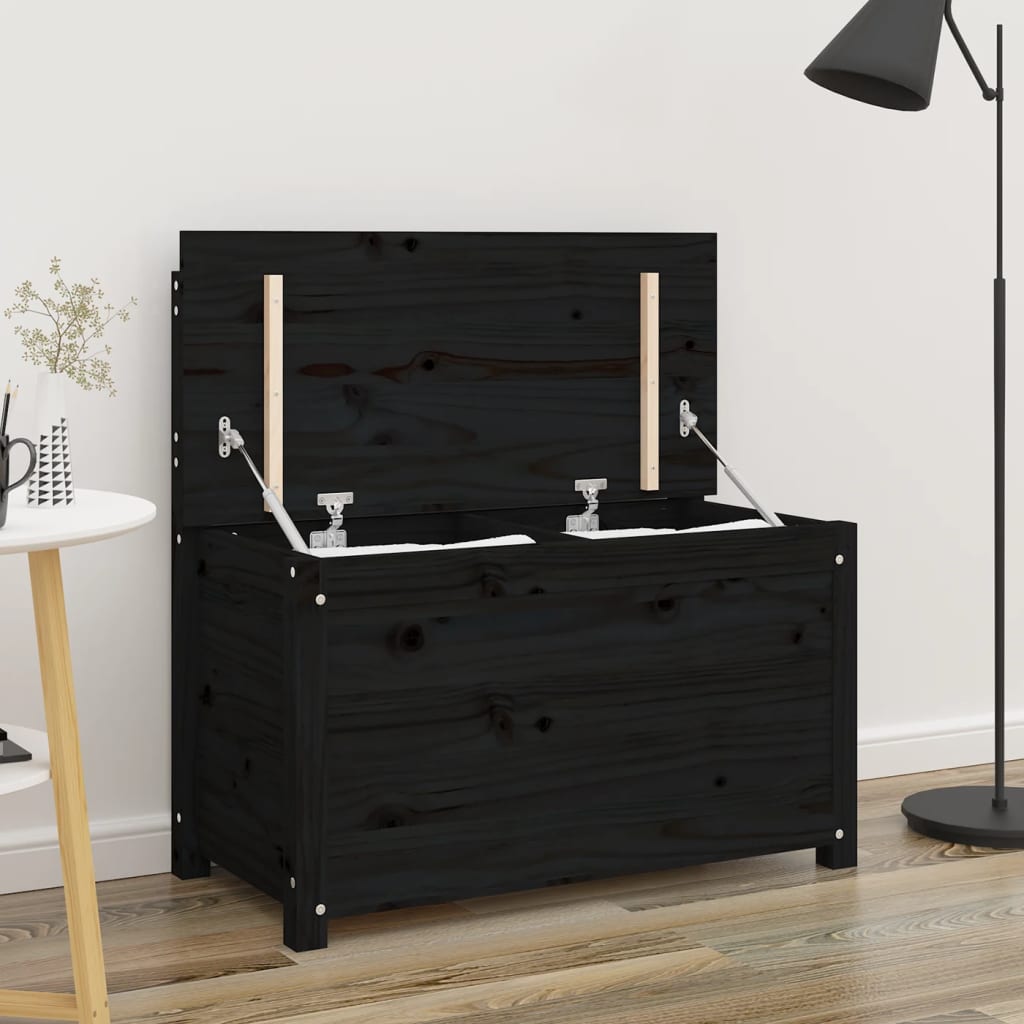 bænk 80x41x77 cm massivt fyrretræ sort billede