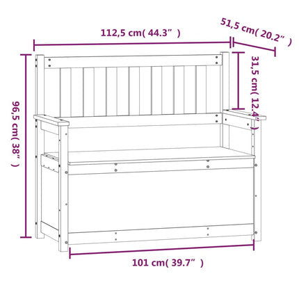 bænk 112,5x51x,5x96,5 cm massivt fyrretræ hvid