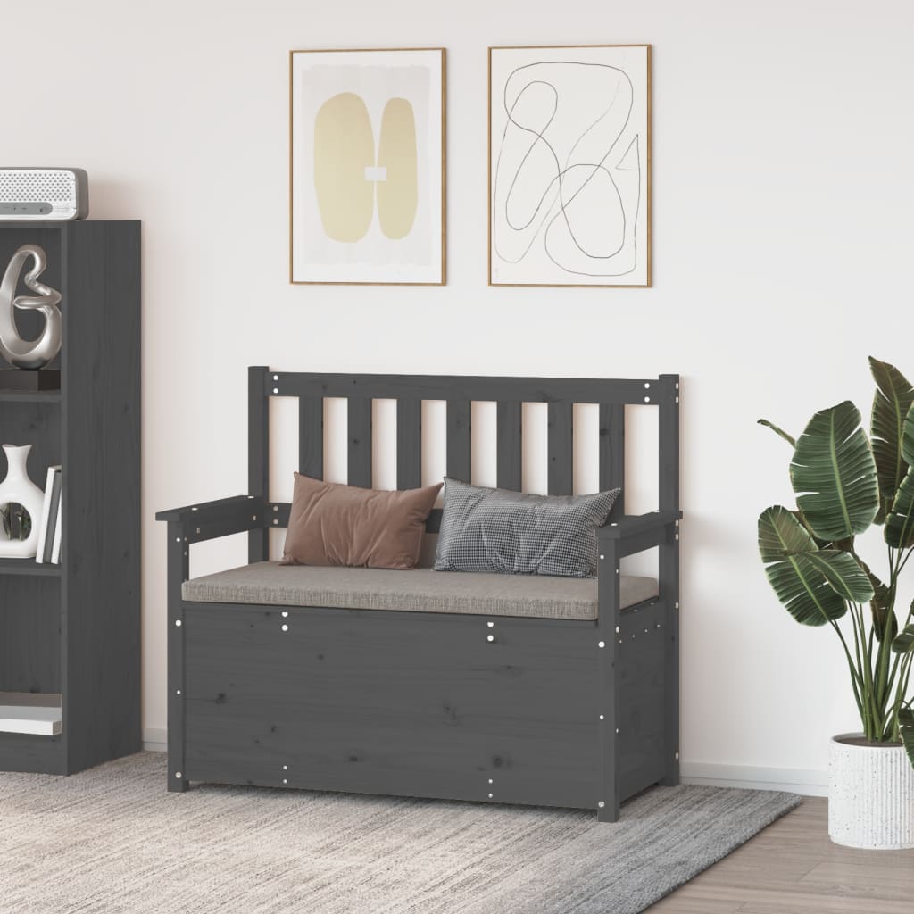 bænk 112,5x51x,5x96,5 cm massivt fyrretræ grå billede