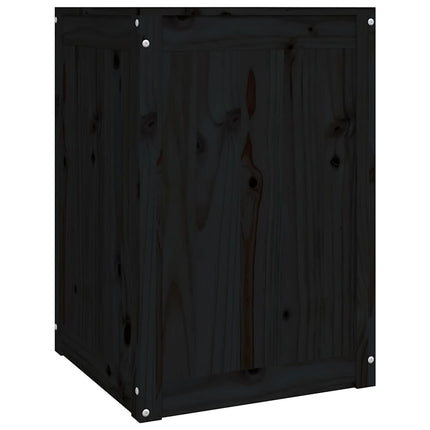 vasketøjskurv 44x44x66 cm massivt fyrretræ sort
