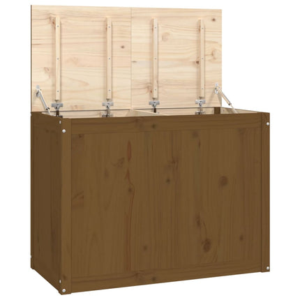 vasketøjskurv 88,5x44x66 cm massivt fyrretræ gyldenbrun