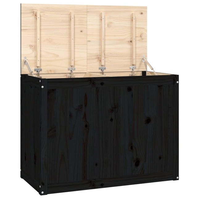 vasketøjskurv 88,5x44x66 cm massivt fyrretræ sort