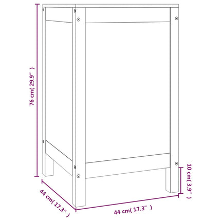 vasketøjskurv 44x44x76 cm massivt fyrretræ gyldenbrun