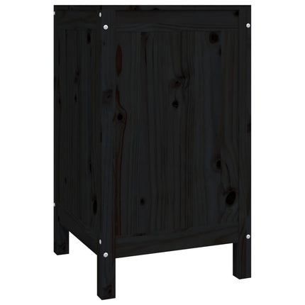 vasketøjskurv 44x44x76 cm massivt fyrretræ sort