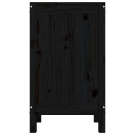 vasketøjskurv 44x44x76 cm massivt fyrretræ sort