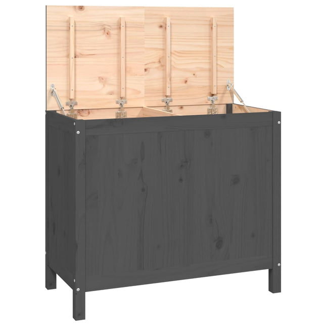 vasketøjskurv 88,5x44x76 cm massivt fyrretræ grå