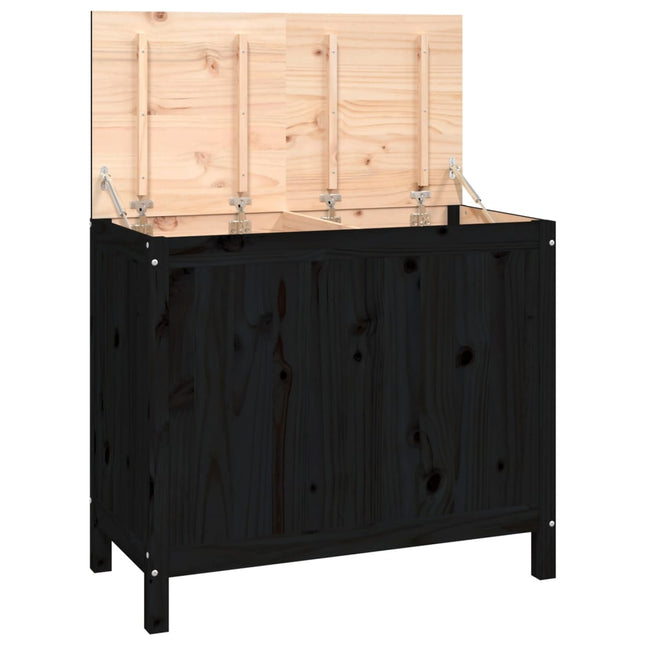 vasketøjskurv 88,5x44x76 cm massivt fyrretræ sort