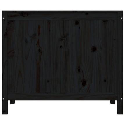 vasketøjskurv 88,5x44x76 cm massivt fyrretræ sort