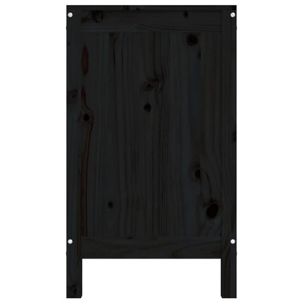 vasketøjskurv 88,5x44x76 cm massivt fyrretræ sort