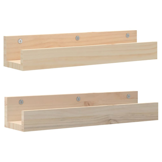 væghylder 2 stk. 50x12x9 cm massivt fyrretræ