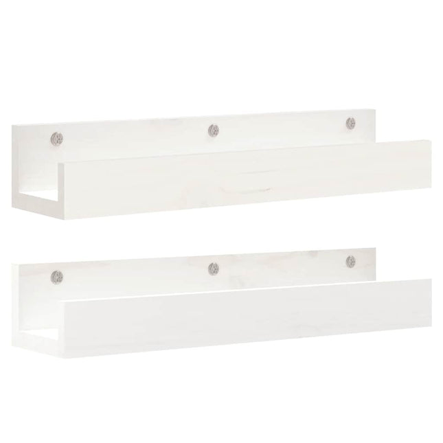 væghylder 2 stk. 50x12x9 cm massivt fyrretræ hvid