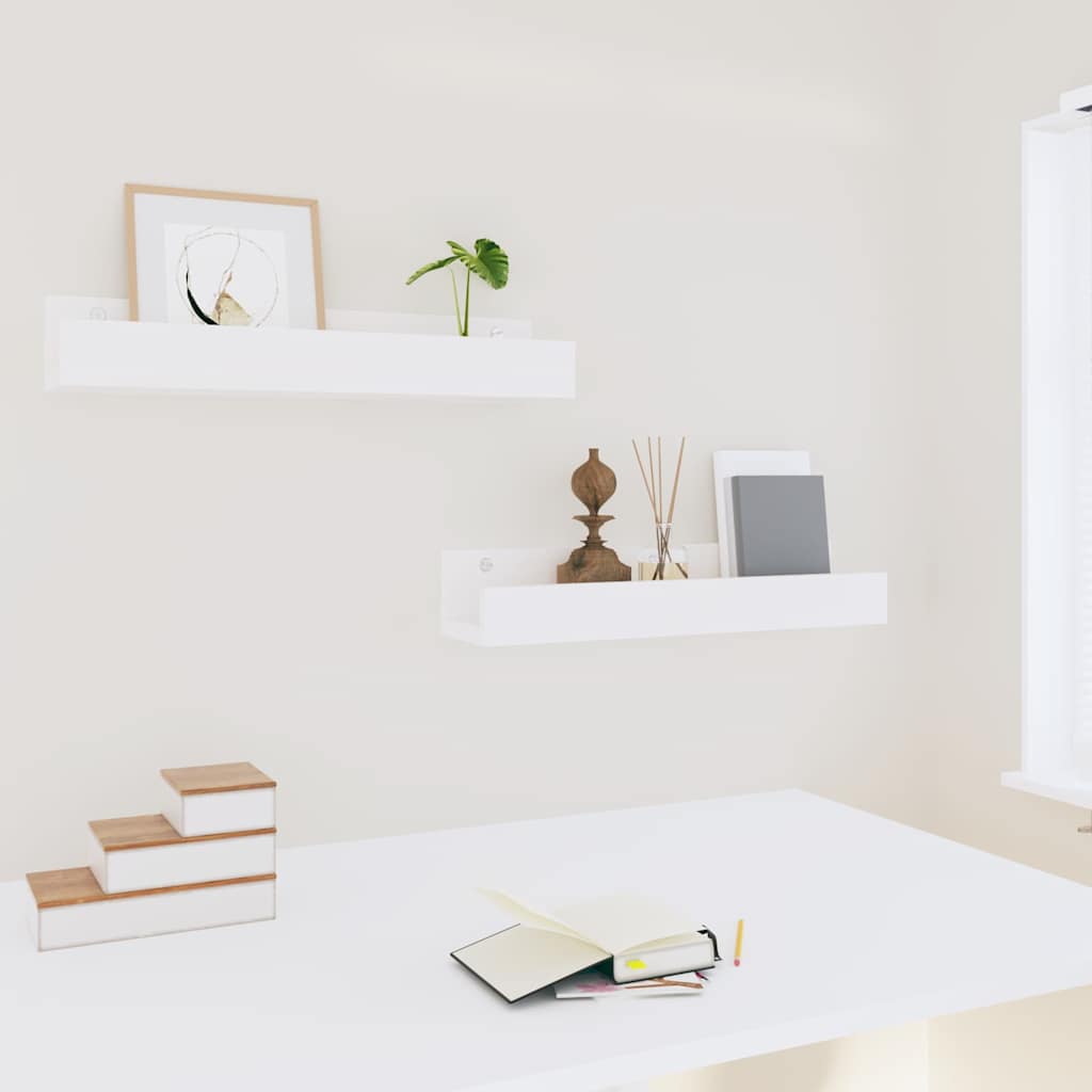 væghylder 2 stk. 50x12x9 cm massivt fyrretræ hvid