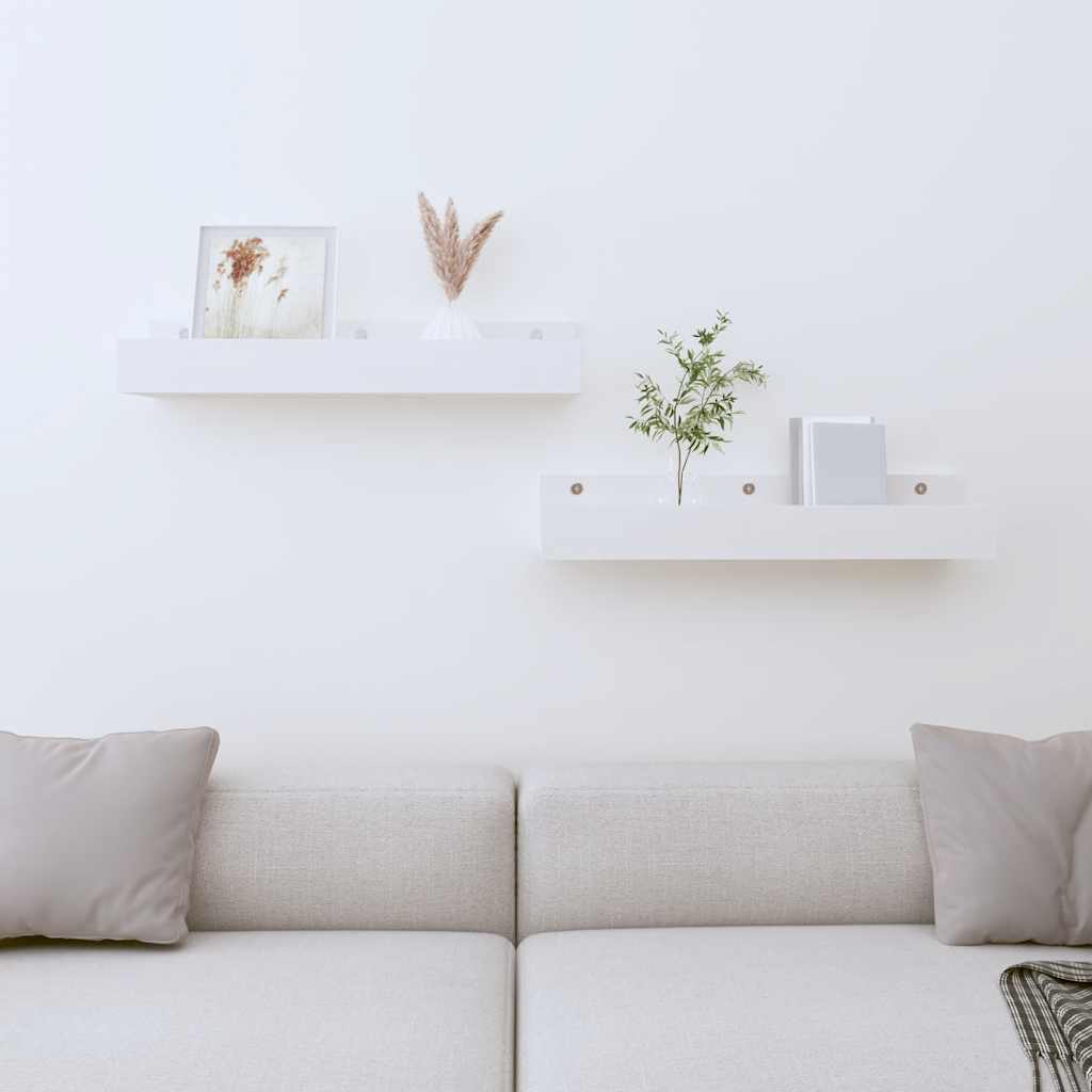 væghylder 2 stk. 50x12x9 cm massivt fyrretræ hvid