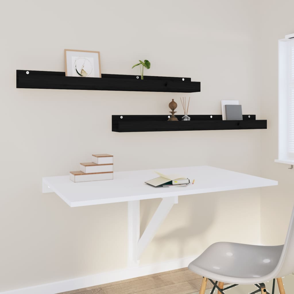 væghylder 2 stk. 110x12x9 cm massivt fyrretræ sort