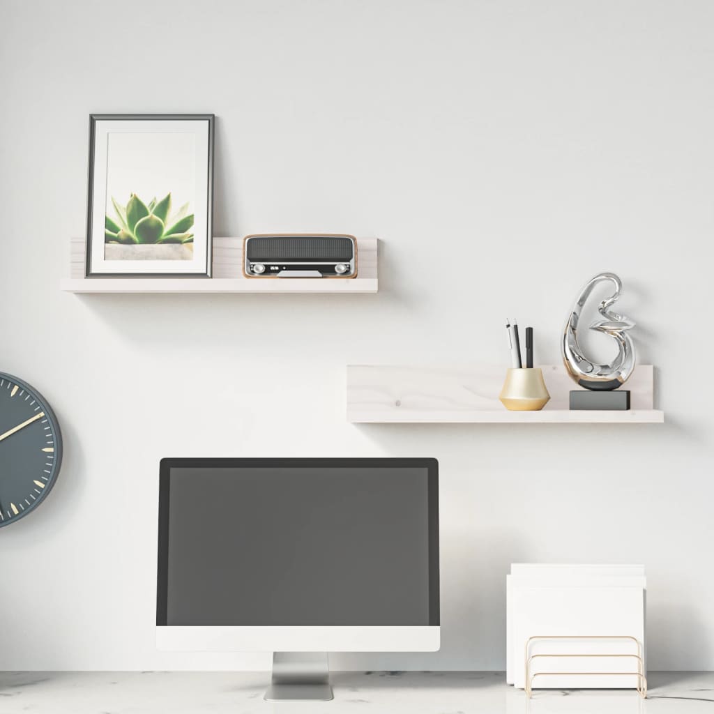 væghylder 2 stk. 50x11x9 cm massivt fyrretræ hvid