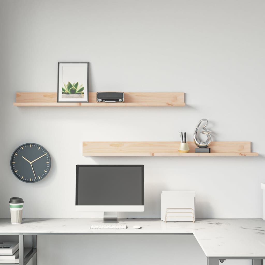 væghylder 2 stk. 110x11x9 cm massivt fyrretræ