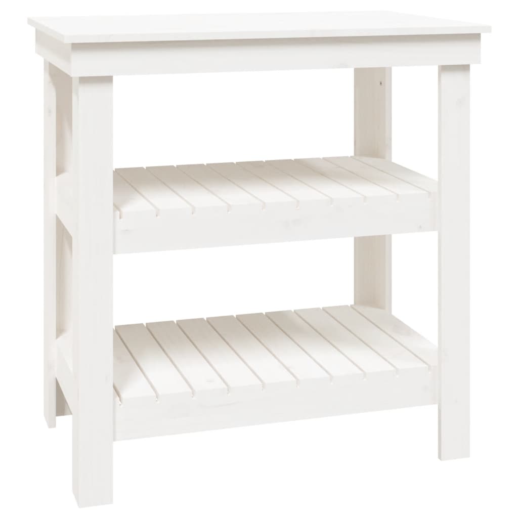 arbejdsbord 78,5x50x80 cm massivt fyrretræ hvid billede