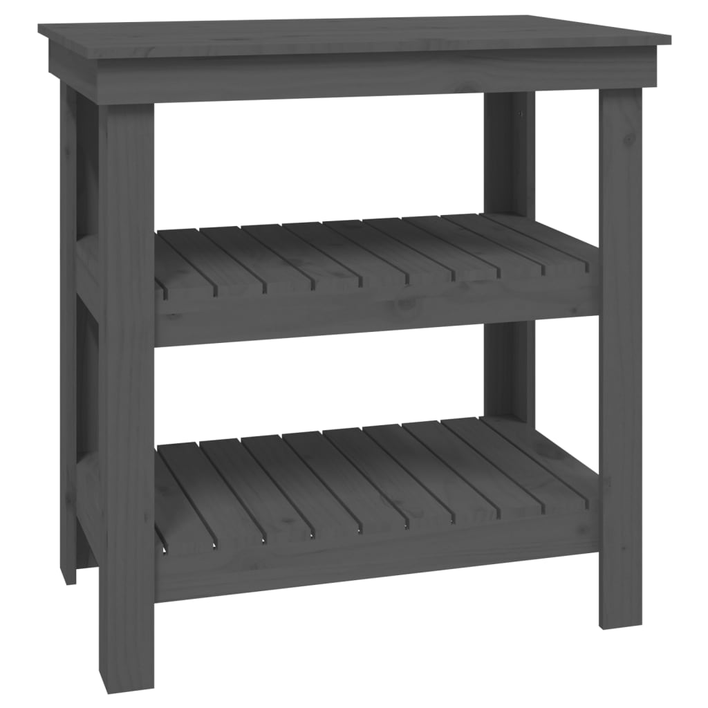 arbejdsbord 78,5x50x80 cm massivt fyrretræ grå billede