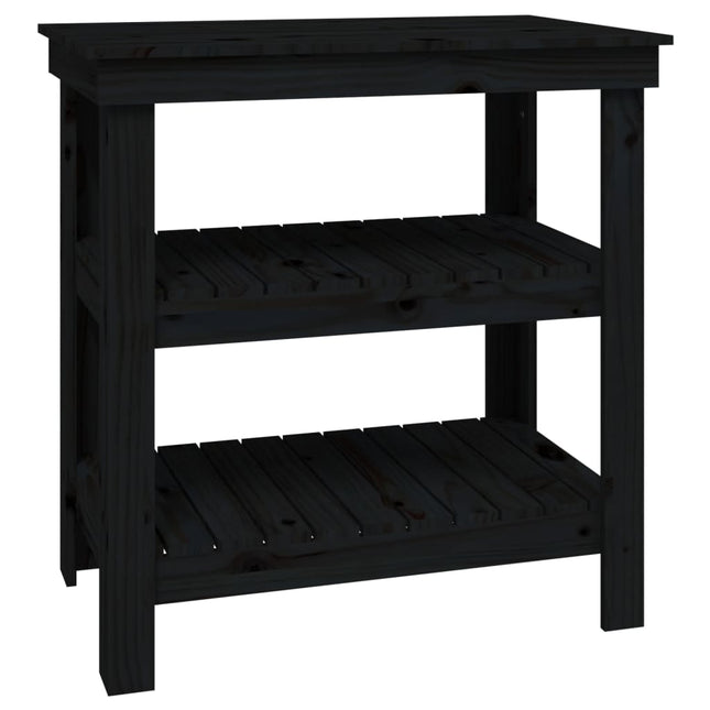 arbejdsbord 78,5x50x80 cm massivt fyrretræ sort