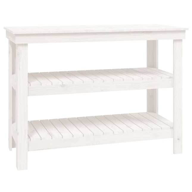 arbejdsbord 110,5x50x80 cm massivt fyrretræ hvid