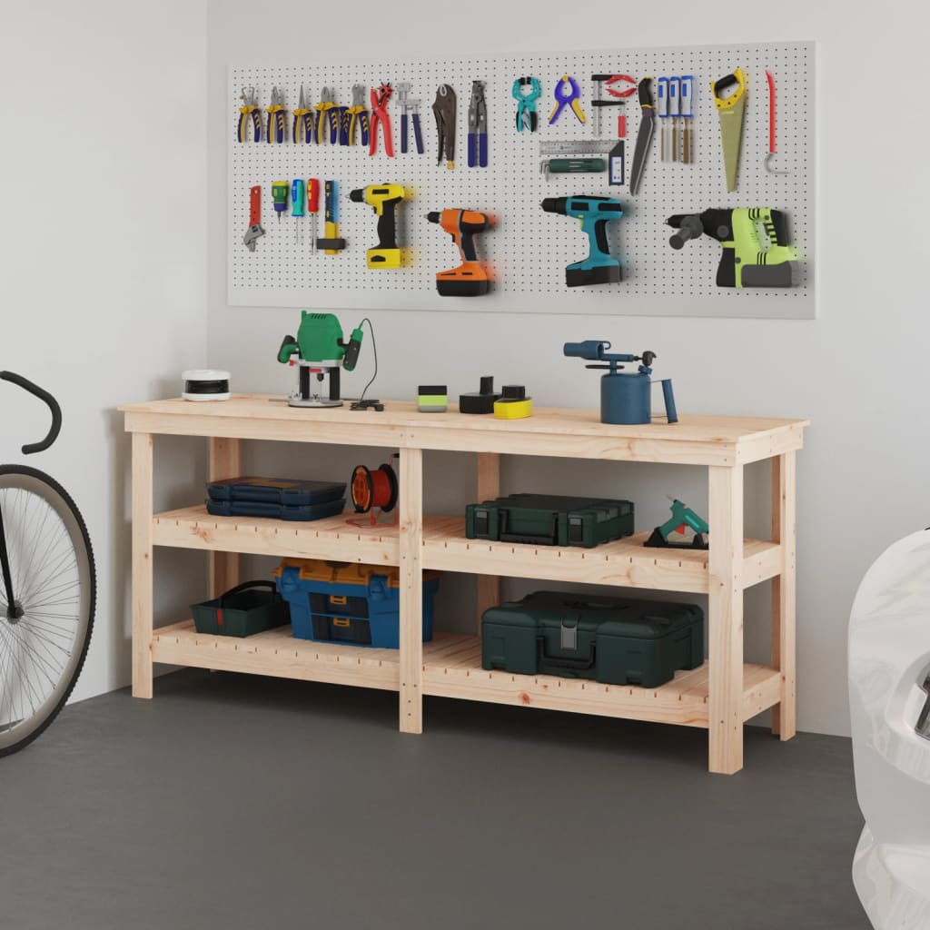 arbejdsbord 181x50x80 cm massivt fyrretræ billede
