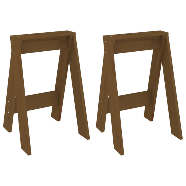 taburetter 2 stk. 40x40x60 cm massivt fyrretræ gyldenbrun