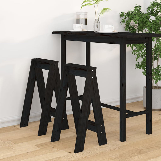 taburetter 2 stk. 40x40x75 cm massivt fyrretræ sort