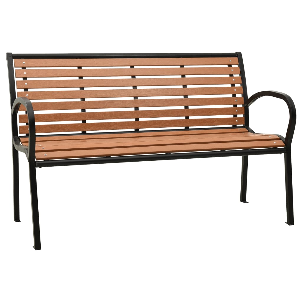 havebænk 116 cm stål og WPC sort og brun
