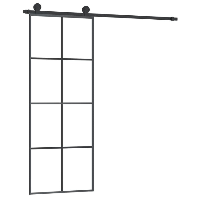 skydedør med hardwaresæt 76x205 cm sikkerhedsglas aluminium