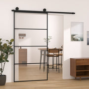skydedør med hardwaresæt 102,5x205 cm sikkerhedsglas aluminium