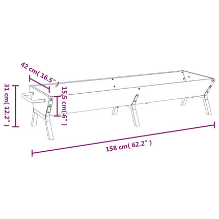 grillbakke 158x42x31 cm rustfrit stål sølvfarvet