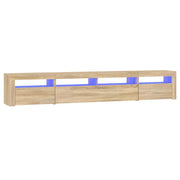 tv-skab med LED-lys 240x35x40 cm sonoma-eg