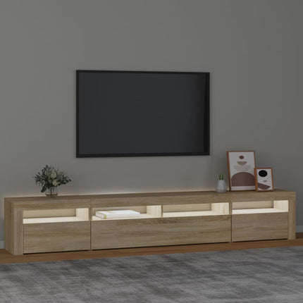 tv-skab med LED-lys 240x35x40 cm sonoma-eg