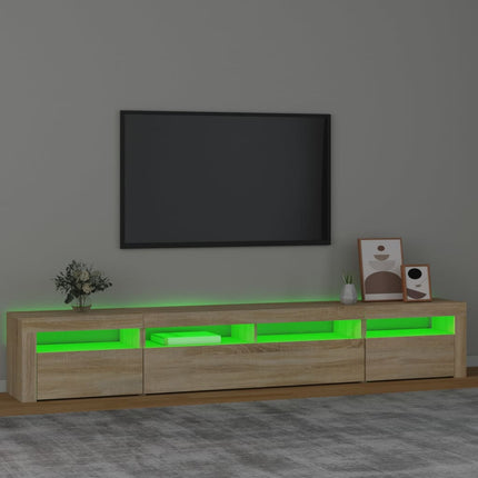 tv-skab med LED-lys 240x35x40 cm sonoma-eg