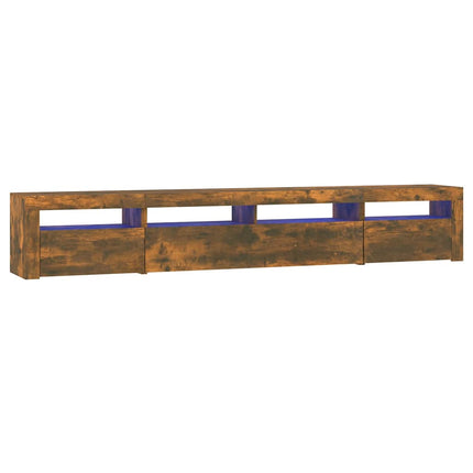 tv-skab med LED-lys 240x35x40 cm røget egetræ