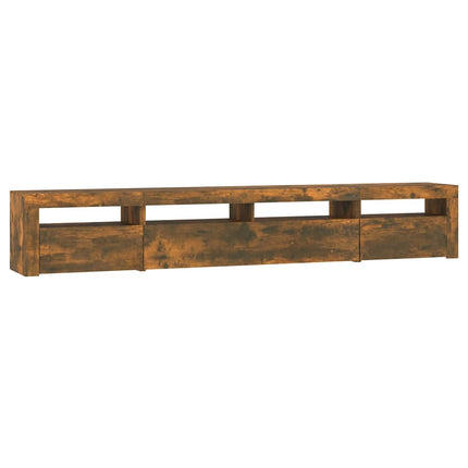 tv-skab med LED-lys 240x35x40 cm røget egetræ